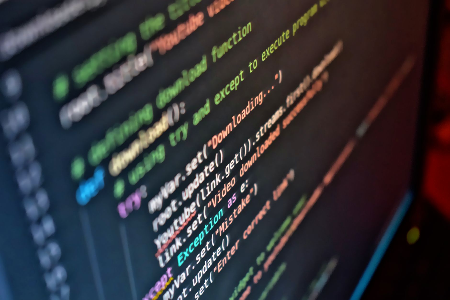 Close view of computer code on a screen